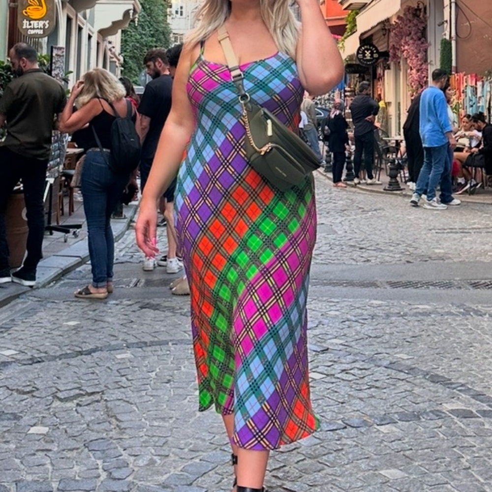 RIXO XL US12 Holly rainbow multicolor check print dress - Picture 11 of 16